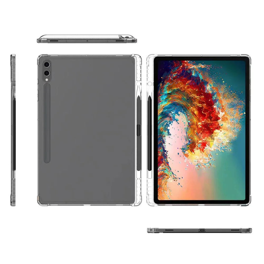 For Samsung Galaxy Tab S9+ TPU Tablet Case Reinforced Corners Transparent Protection Cover with Pen Slot - 6