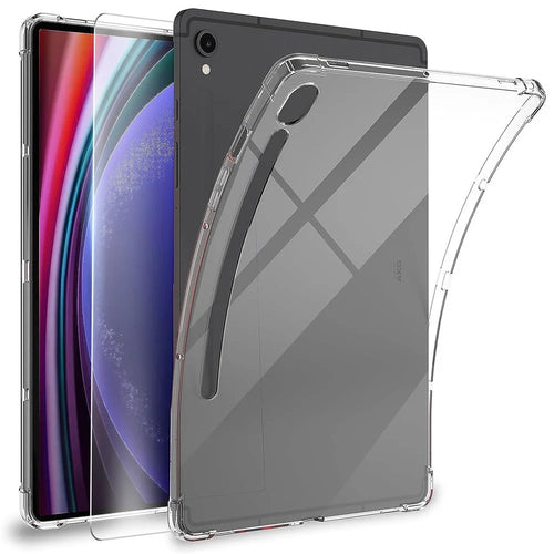 For Samsung Galaxy Tab S9 TPU Tablet Case Clear Tablet Cover with 2.5D Tempered Glass Screen Protector - 1