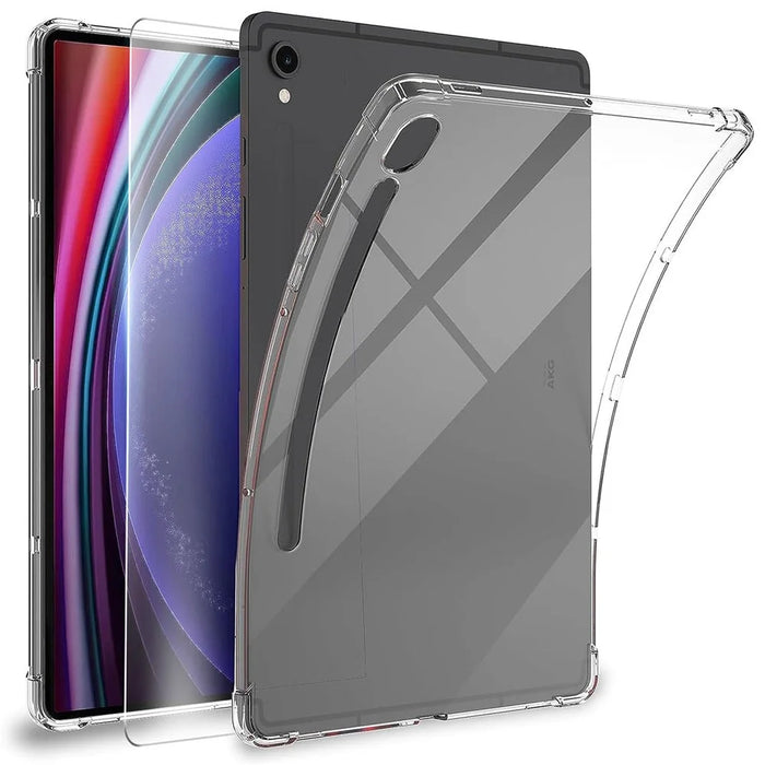 For Samsung Galaxy Tab S9 TPU Tablet Case Clear Tablet Cover with 2.5D Tempered Glass Screen Protector - 1