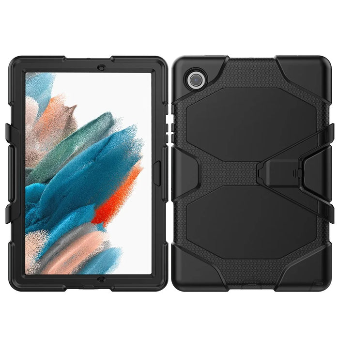 Kickstand Cover for Samsung Galaxy Tab A8 10.5 (2021) / (2022) , PC + Silicone Tablet Case with PET Screen Protector - Black - 2