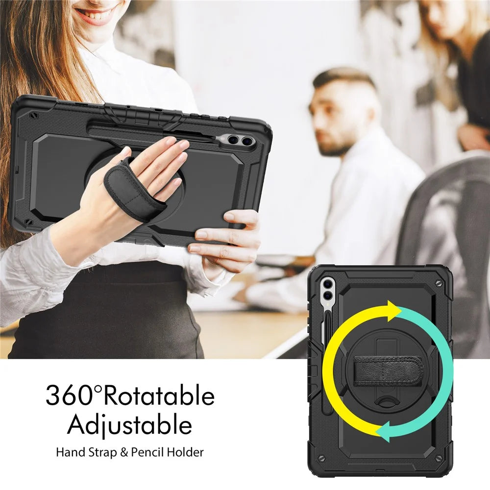 For Samsung Galaxy Tab S10+ / S9+ (SM-X810 / X816B / X818U) PC+Silicone Tablet Case Kickstand Protective Cover with PET Screen Film - Black - 2