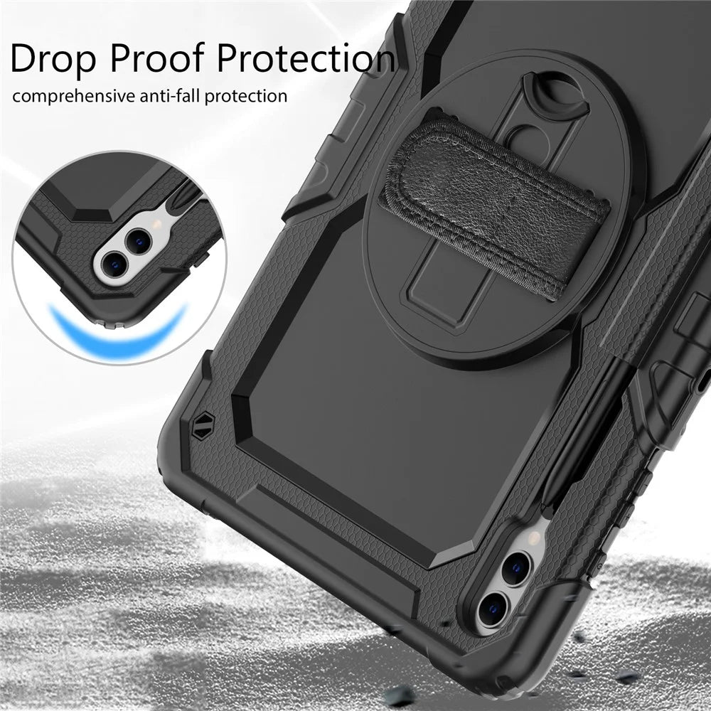 For Samsung Galaxy Tab S10+ / S9+ (SM-X810 / X816B / X818U) PC+Silicone Tablet Case Kickstand Protective Cover with PET Screen Film - Black - 7