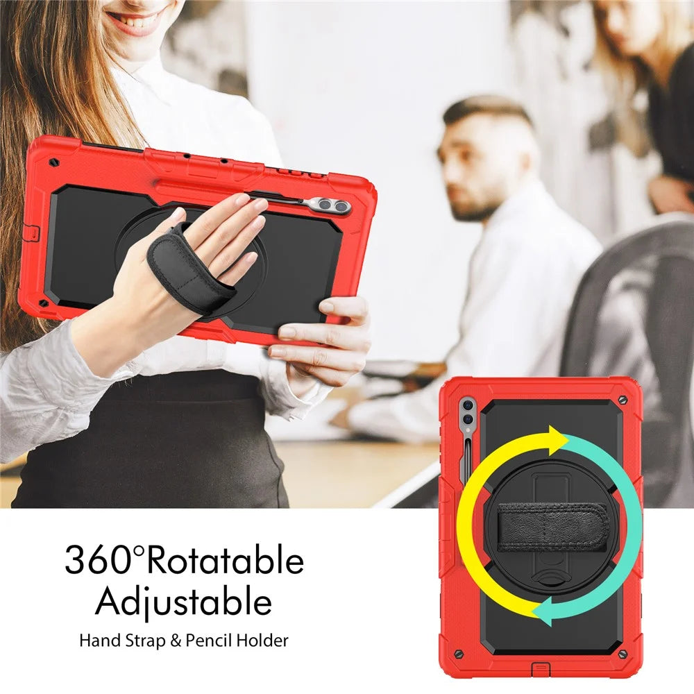 For Samsung Galaxy Tab S10 Ultra / S9 Ultra (SM-X910 / X916B / X918U) Shockproof Case PC+Silicone Tablet Kickstand Cover with PET Screen Film - Red - 2