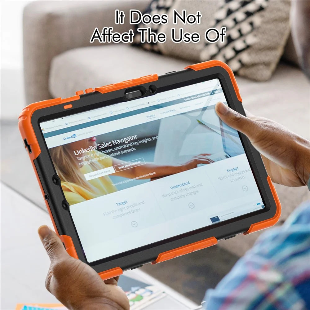 For Samsung Galaxy Tab S9 (X710 / X716B / X718U) PC+Silicone Kickstand Case Anti-Drop Tablet Cover with PET Screen Film - Orange - 3