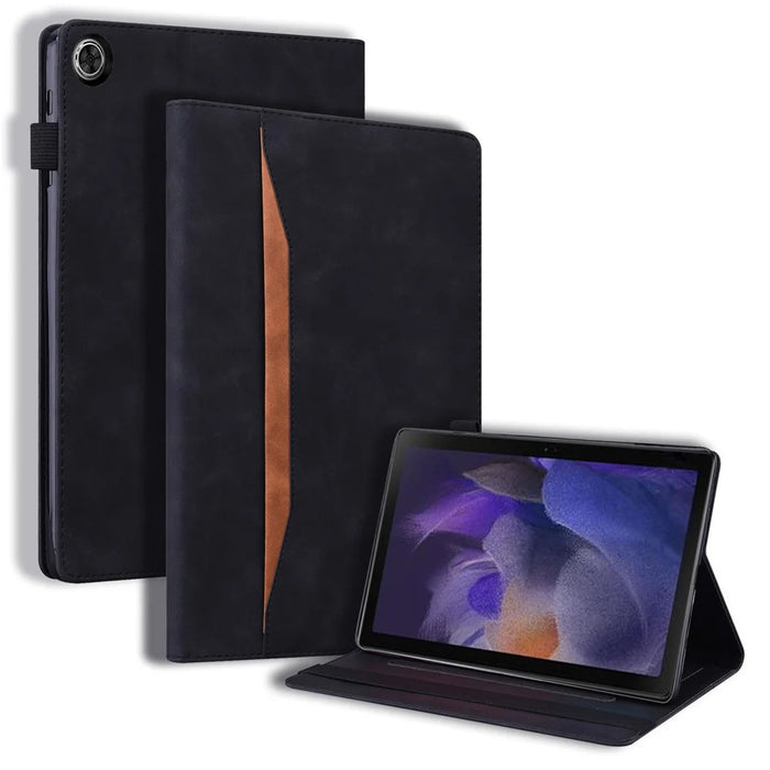 For Samsung Galaxy Tab A9+ Stand Tablet Case Business PU Leather Wallet Cover with Pencil Holder Loop - Black - 1
