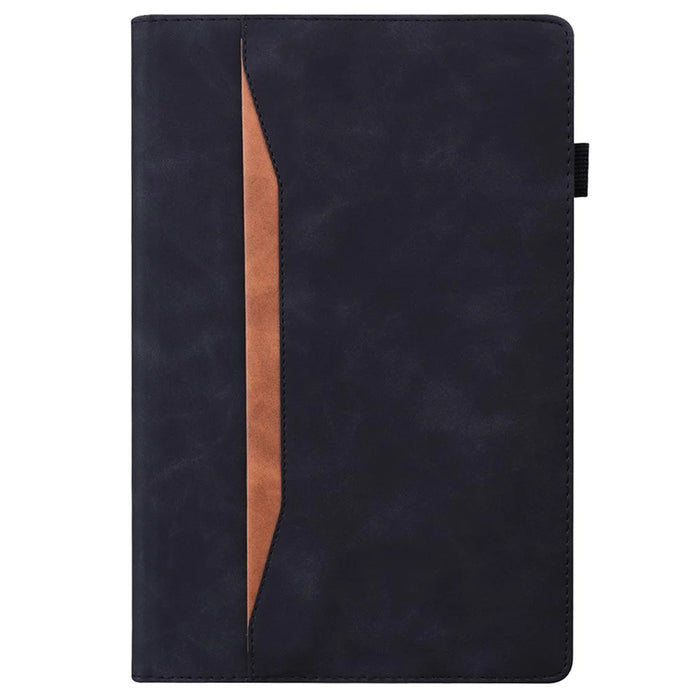 For Samsung Galaxy Tab A9+ Stand Tablet Case Business PU Leather Wallet Cover with Pencil Holder Loop - Black - 7