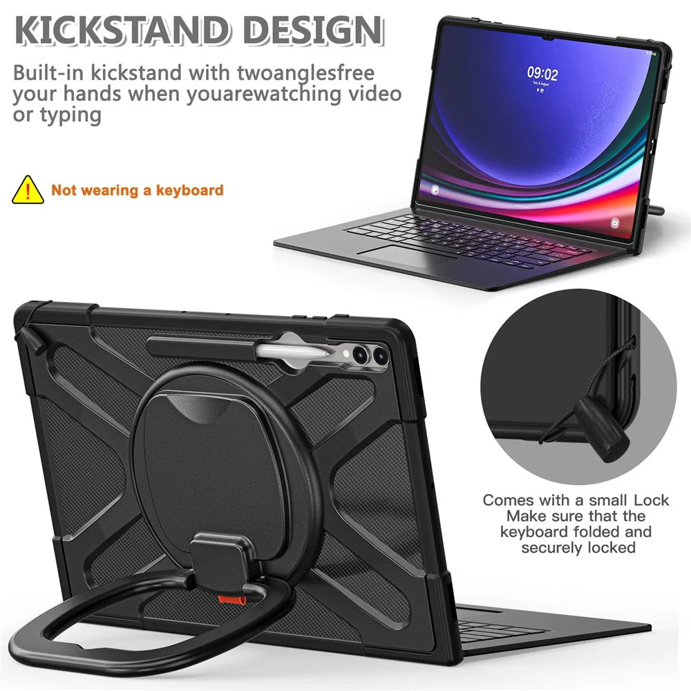 For Samsung Galaxy Tab S10 Ultra X920 / S8 Ultra X900 / X906 / S9 Ultra X910 Style-B Tablet Case Hand Grip Kickstand PC + TPU Tablet Cover - 2