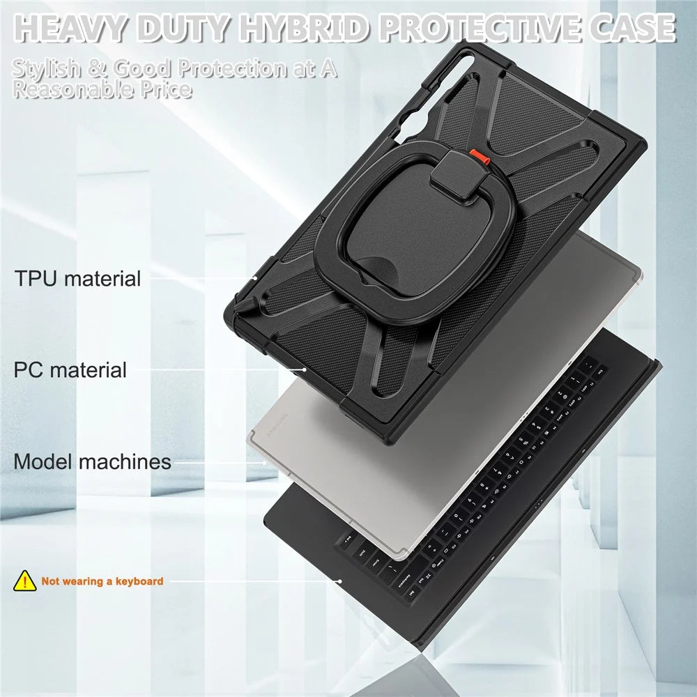 For Samsung Galaxy Tab S10 Ultra X920 / S8 Ultra X900 / X906 / S9 Ultra X910 Style-B Tablet Case Hand Grip Kickstand PC + TPU Tablet Cover - 3