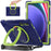 For Samsung Galaxy Tab S10 Ultra X920 / S9 Ultra X910 / S8 Ultra X900 / X906 PC+Silicone Tablet Case Rotating Kickstand Cover with Shoulder Strap - Blue  /  Yellowgreen - 1