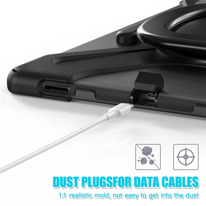 For Samsung Galaxy Tab S10 Ultra X920 / S9 Ultra X910 / S8 Ultra X900 / X906 PC+ Silicone Tablet Case Drop-Proof Rotating Kickstand Cover - Black - 6