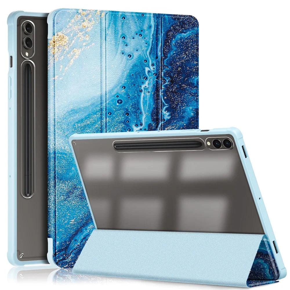 For Samsung Galaxy Tab S10+ Wi-Fi SM-X820 SM-X826B / Tab S9+ (SM-X810 / SM-X816B / SM-X818U) Tablet Case TPU+Acrylic+PU Leather Cover with Tri-Fold Stand - Wave - 1