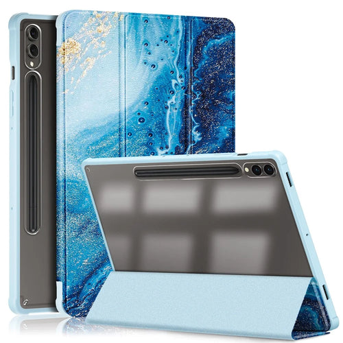 For Samsung Galaxy Tab S10+ Wi-Fi SM-X820 SM-X826B / Tab S9+ (SM-X810 / SM-X816B / SM-X818U) Tablet Case TPU+Acrylic+PU Leather Cover with Tri-Fold Stand - Wave - 1