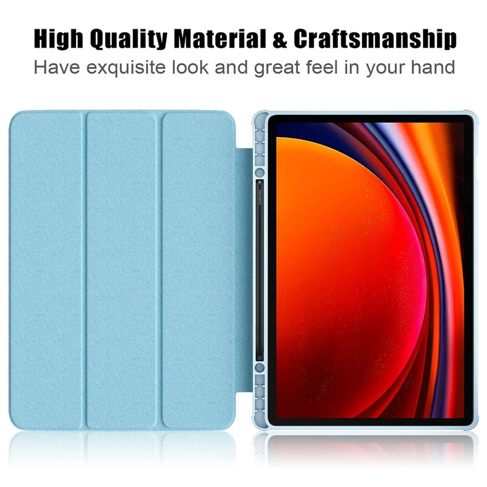 For Samsung Galaxy Tab S10+ Wi-Fi SM-X820 SM-X826B / Tab S9+ (SM-X810 / SM-X816B / SM-X818U) Tablet Case TPU+Acrylic+PU Leather Cover with Tri-Fold Stand - Wave - 2