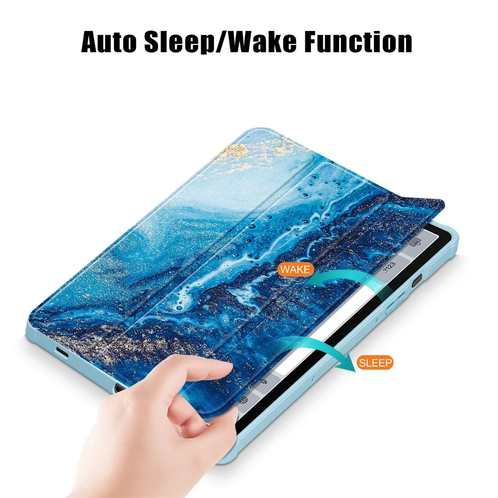 For Samsung Galaxy Tab S10+ Wi-Fi SM-X820 SM-X826B / Tab S9+ (SM-X810 / SM-X816B / SM-X818U) Tablet Case TPU+Acrylic+PU Leather Cover with Tri-Fold Stand - Wave - 4