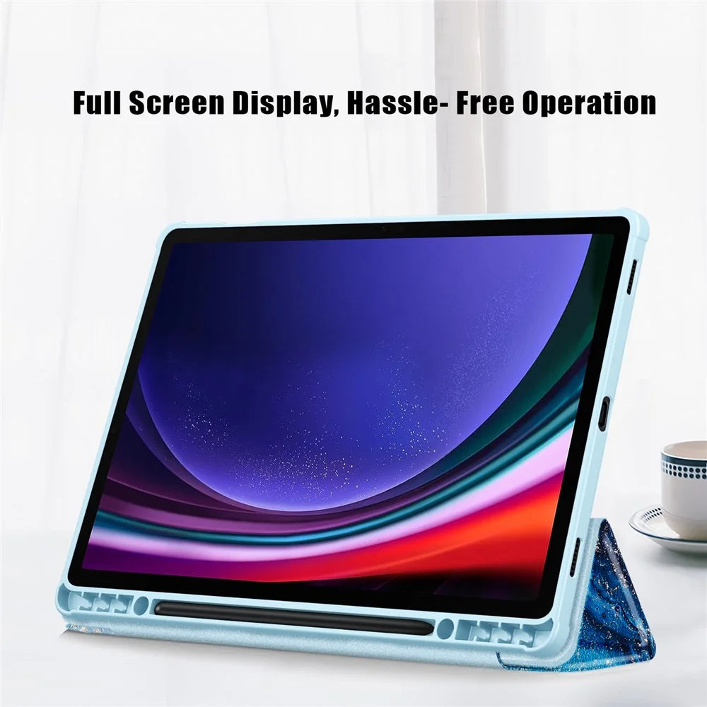 For Samsung Galaxy Tab S10+ Wi-Fi SM-X820 SM-X826B / Tab S9+ (SM-X810 / SM-X816B / SM-X818U) Tablet Case TPU+Acrylic+PU Leather Cover with Tri-Fold Stand - Wave - 5
