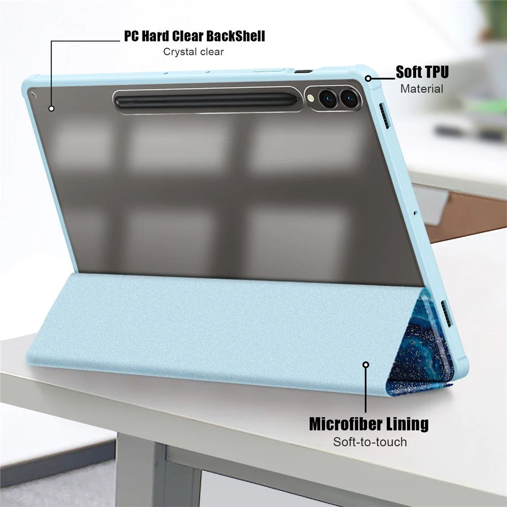 For Samsung Galaxy Tab S10+ Wi-Fi SM-X820 SM-X826B / Tab S9+ (SM-X810 / SM-X816B / SM-X818U) Tablet Case TPU+Acrylic+PU Leather Cover with Tri-Fold Stand - Wave - 6