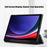 For Samsung Galaxy Tab S10+ Wi-Fi SM-X820 SM-X826B / Tab S9+ (SM-X810 / SM-X816B / SM-X818U) Pen Slot Tablet Case Tri-Fold Stand TPU+Acrylic+PU Leather Cover - Black - 5