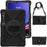 For Samsung Galaxy Tab S10 FE / S10+ X826 / S9 FE+ / S9+ / S8+ / S7 FE / S7+ PC+Silicone Tablet Case Kickstand with Shoulder Strap - Black - 7