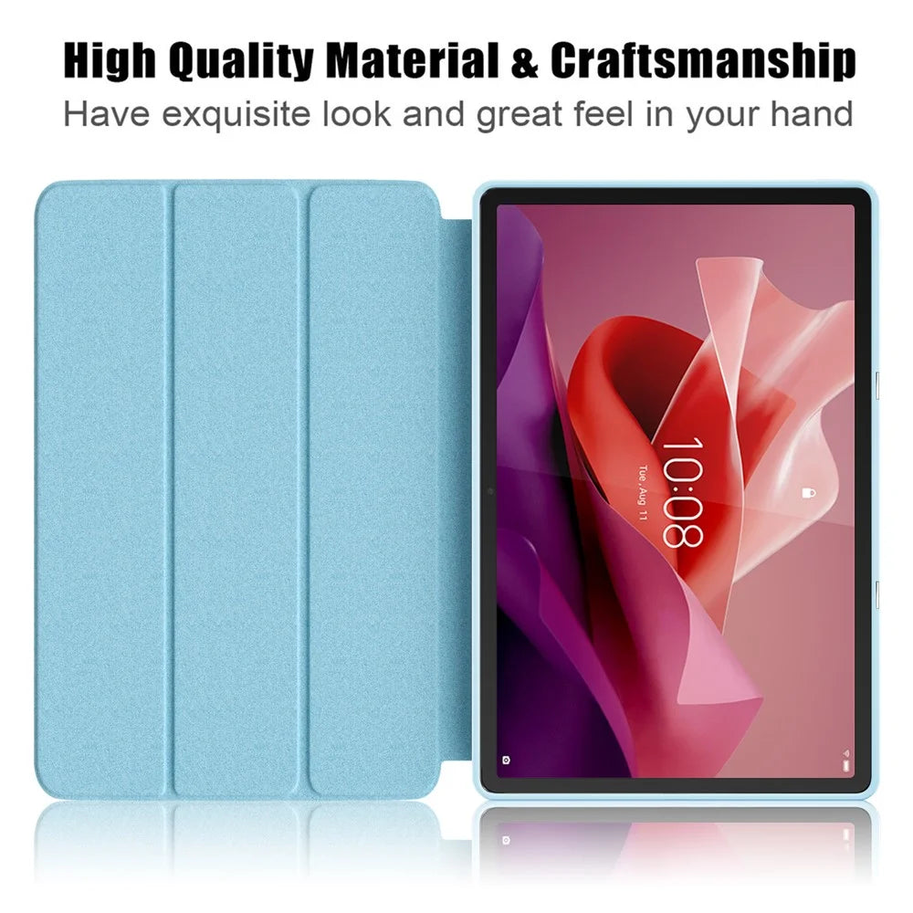 For Lenovo Lenovo Tab P12 TB371FC Pattern Printing Tri-fold Stand Tablet Cover PU Leather +TPU Tablet Case - Sea Wave - 2