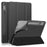 For Lenovo Tab P12 / P12 Pro Gen 2 TB371FC Trifold Stand Solid Color Smart Case PU Leather+TPU Tablet Cover - Black - 1