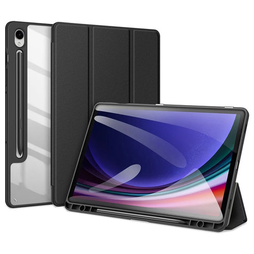 DUX DUCIS TOBY Series For Samsung Galaxy Tab S10 Lite / S10 FE / S9 FE / S9 Tablet Leather Case Tri-Fold Stand Pen Slot Cover - Black - 1