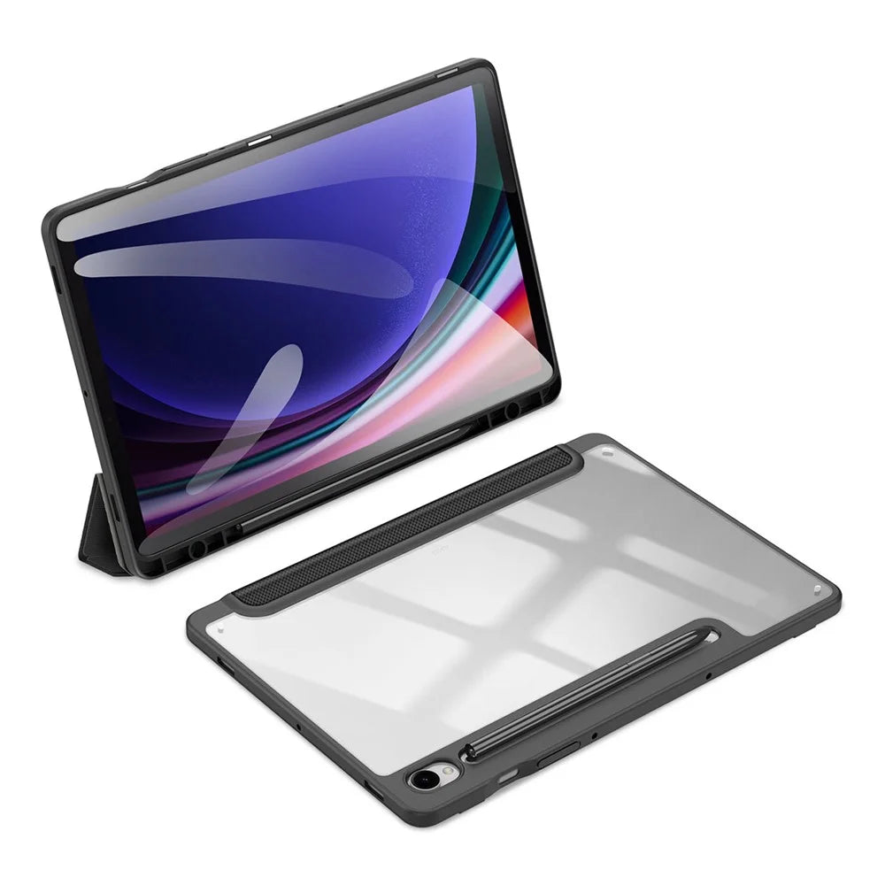 DUX DUCIS TOBY Series For Samsung Galaxy Tab S10 Lite / S10 FE / S9 FE / S9 Tablet Leather Case Tri-Fold Stand Pen Slot Cover - Black - 2