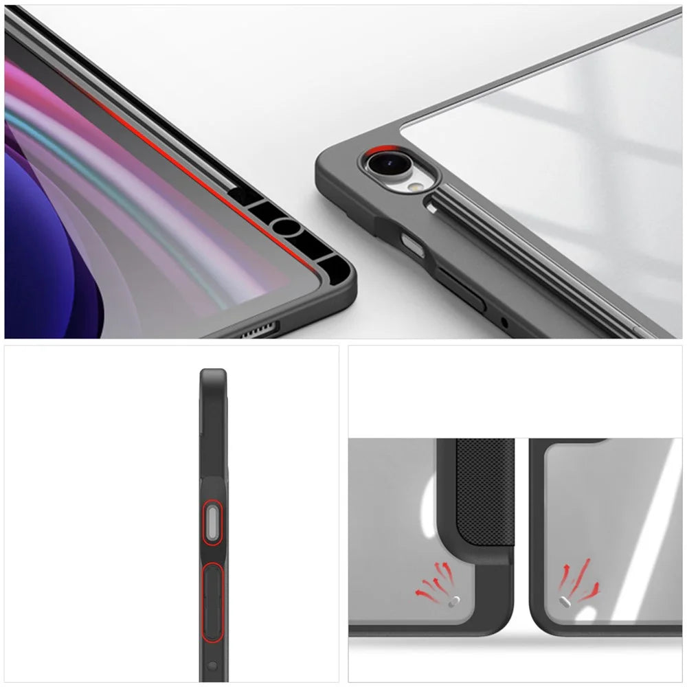 DUX DUCIS TOBY Series For Samsung Galaxy Tab S10 Lite / S10 FE / S9 FE / S9 Tablet Leather Case Tri-Fold Stand Pen Slot Cover - Black - 3