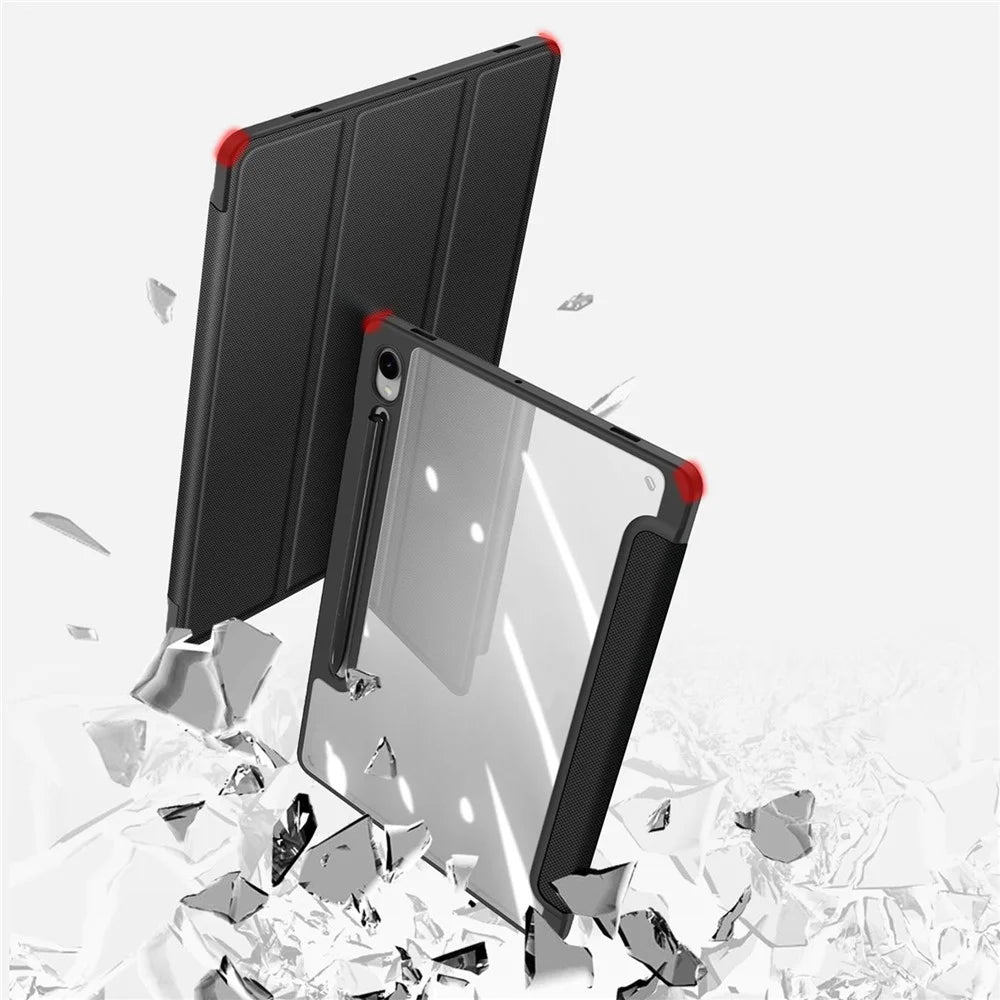 DUX DUCIS TOBY Series For Samsung Galaxy Tab S10 Lite / S10 FE / S9 FE / S9 Tablet Leather Case Tri-Fold Stand Pen Slot Cover - Black - 6