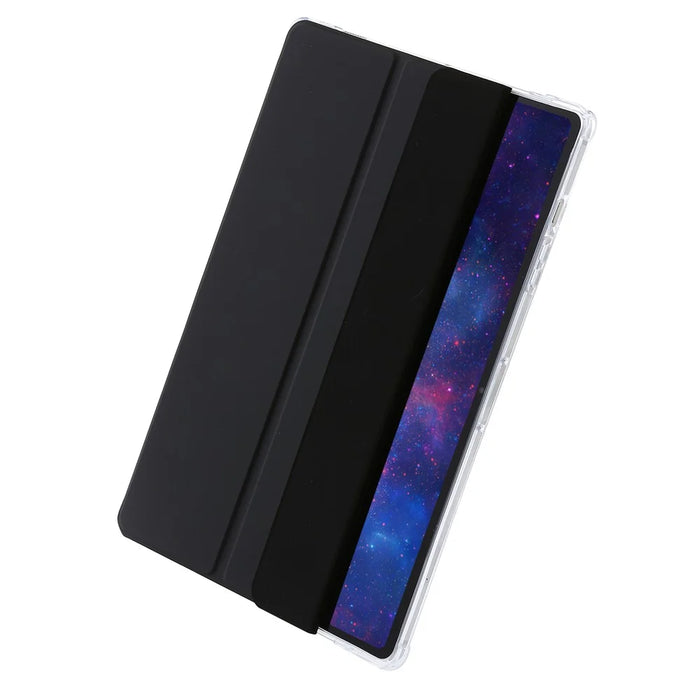For Samsung Galaxy Tab S9 Ultra Tri-fold Stand Folio Smart Case PU Leather+Acrylic+TPU Clear Tablet Cover - Black - 6