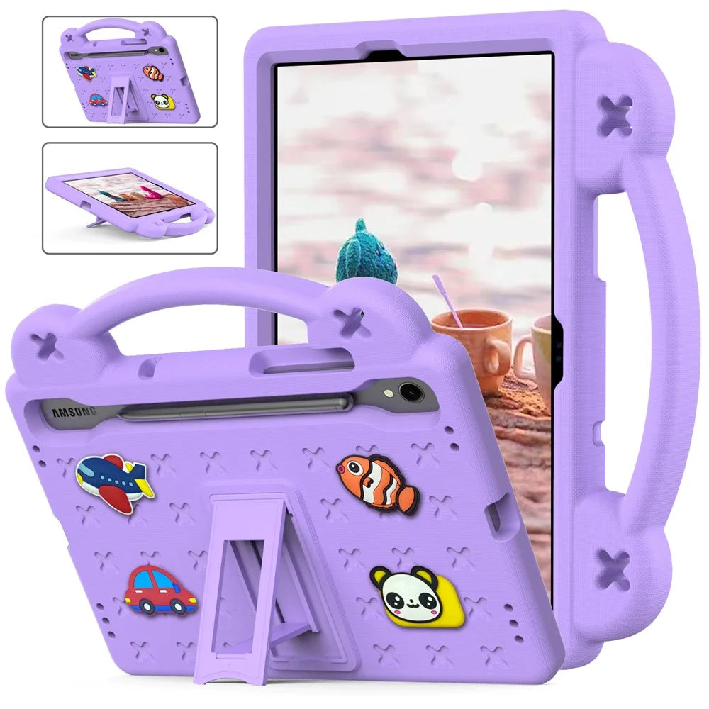 For Samsung Galaxy Tab S11 / S10 Lite / S10 FE / S9 FE / S9 / S8 / S7 EVA Protective Cover Kids Friendly Grip Handle Kickstand Tablet Case - Purple - 1