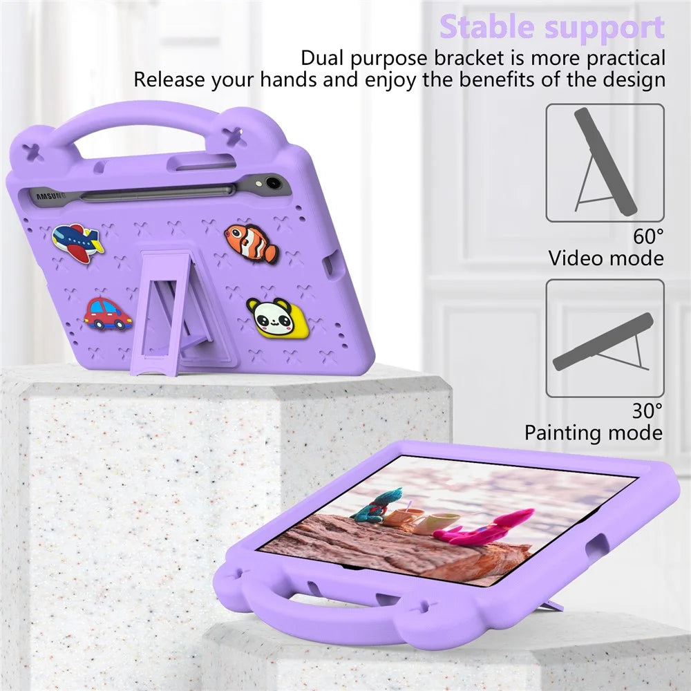 For Samsung Galaxy Tab S11 / S10 Lite / S10 FE / S9 FE / S9 / S8 / S7 EVA Protective Cover Kids Friendly Grip Handle Kickstand Tablet Case - Purple - 3