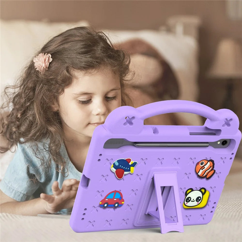 For Samsung Galaxy Tab S11 / S10 Lite / S10 FE / S9 FE / S9 / S8 / S7 EVA Protective Cover Kids Friendly Grip Handle Kickstand Tablet Case - Purple - 4
