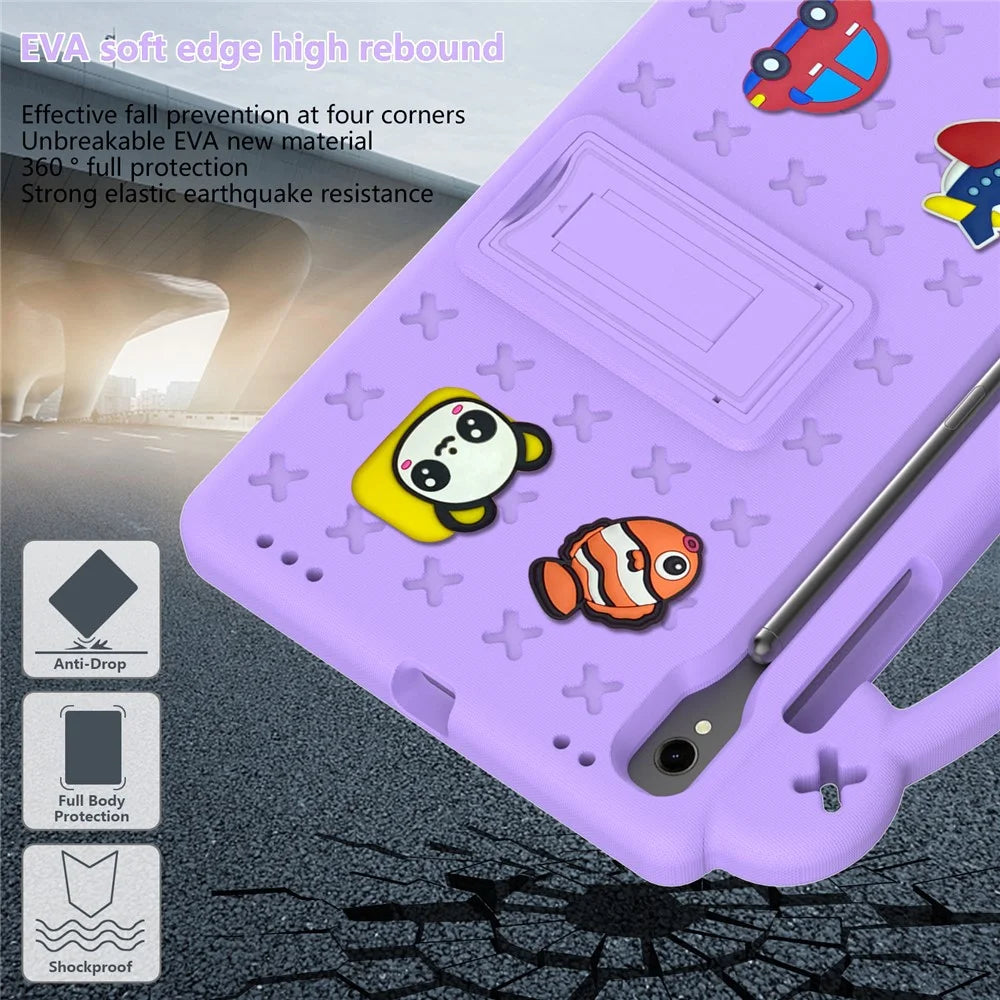 For Samsung Galaxy Tab S11 / S10 Lite / S10 FE / S9 FE / S9 / S8 / S7 EVA Protective Cover Kids Friendly Grip Handle Kickstand Tablet Case - Purple - 5