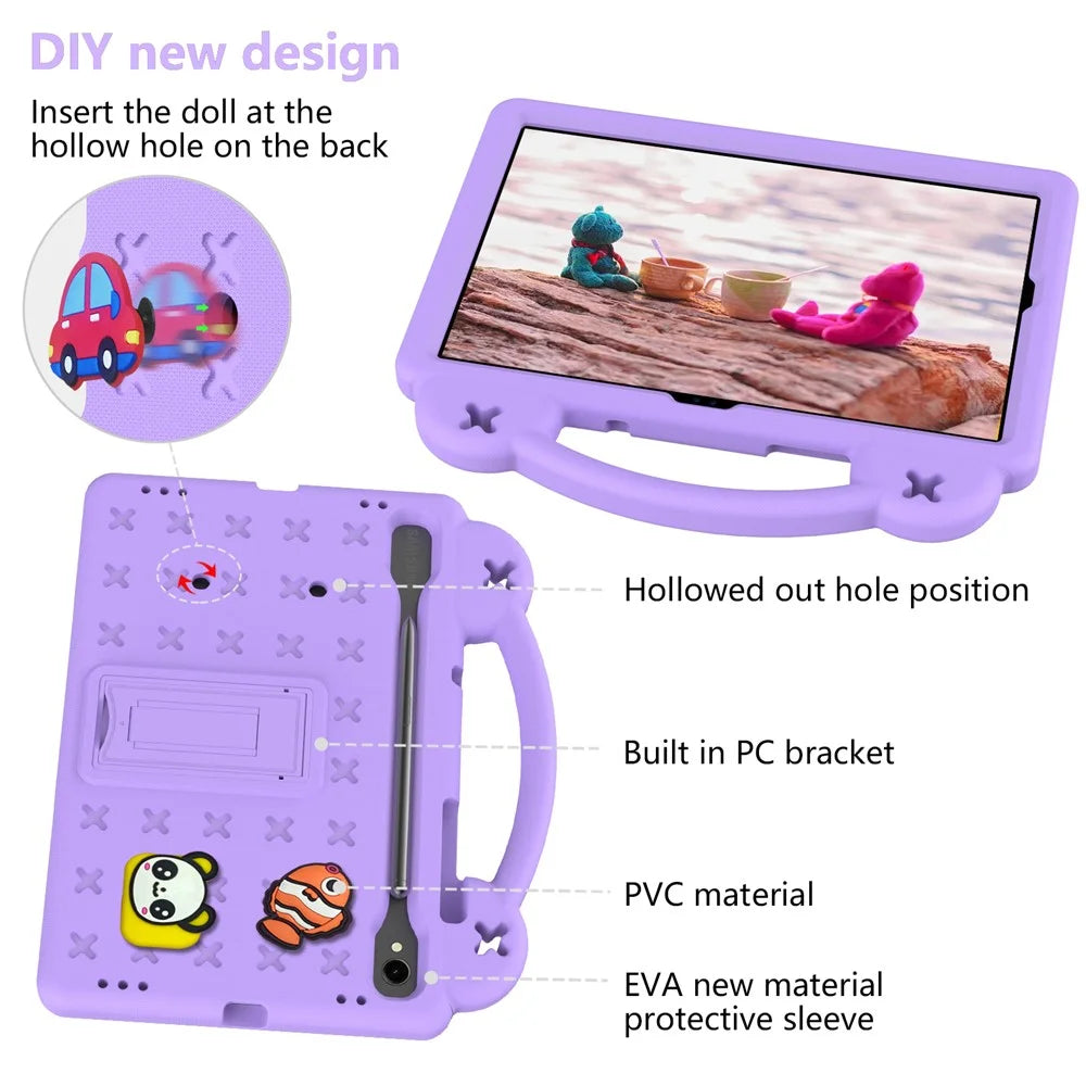 For Samsung Galaxy Tab S11 / S10 Lite / S10 FE / S9 FE / S9 / S8 / S7 EVA Protective Cover Kids Friendly Grip Handle Kickstand Tablet Case - Purple - 6