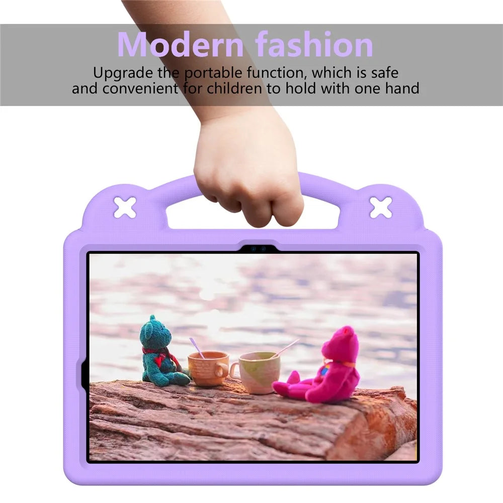 For Samsung Galaxy Tab S11 / S10 Lite / S10 FE / S9 FE / S9 / S8 / S7 EVA Protective Cover Kids Friendly Grip Handle Kickstand Tablet Case - Purple - 7
