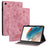 For Samsung Galaxy Tab A9+ PU Leather Card Holder Tablet Cover Butterfly Rose Imprinted Stand Case - Pink - 1