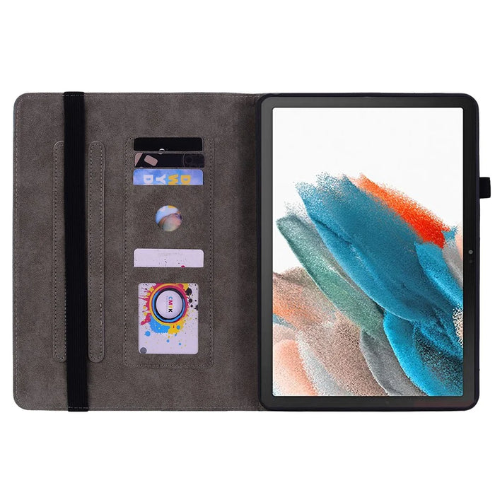 For Samsung Galaxy Tab A9+ PU Leather Card Holder Tablet Cover Butterfly Rose Imprinted Stand Case - Pink - 3