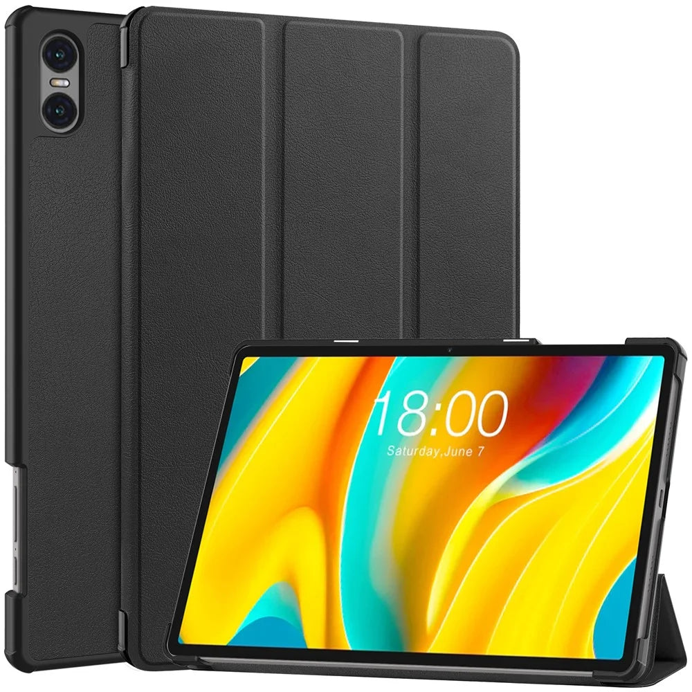 Smart Case for Teclast T50 Pro , PU Leather Shockproof Tri-fold Stand Tablet Cover - Black - 1