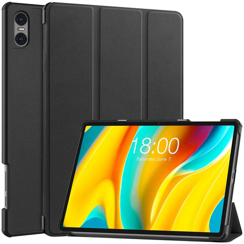 Smart Case for Teclast T50 Pro , PU Leather Shockproof Tri-fold Stand Tablet Cover - Black - 1