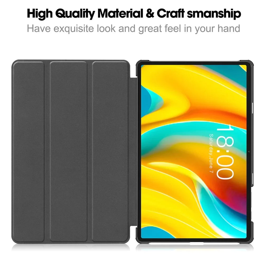 Smart Case for Teclast T50 Pro , PU Leather Shockproof Tri-fold Stand Tablet Cover - Black - 2