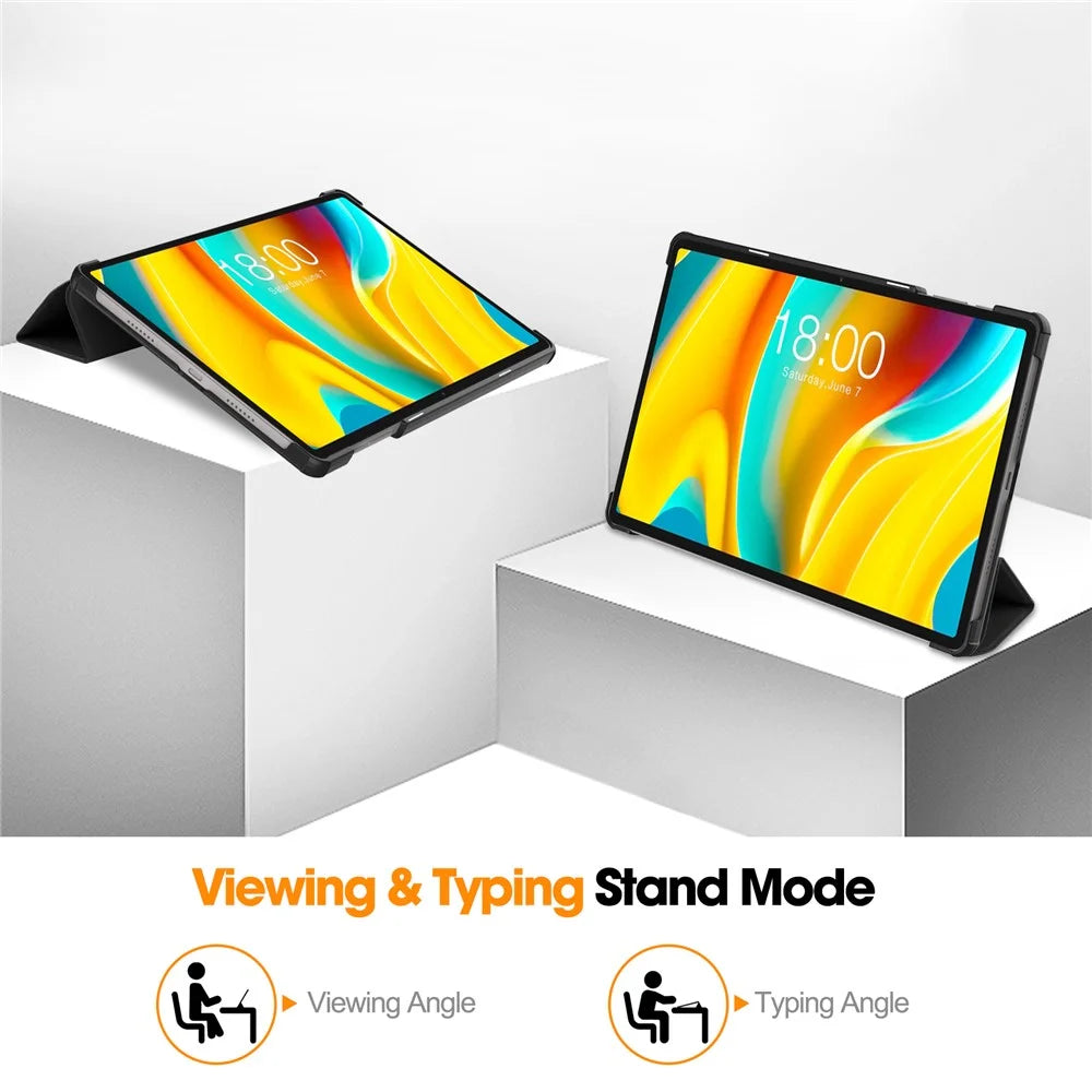 Smart Case for Teclast T50 Pro , PU Leather Shockproof Tri-fold Stand Tablet Cover - Black - 5