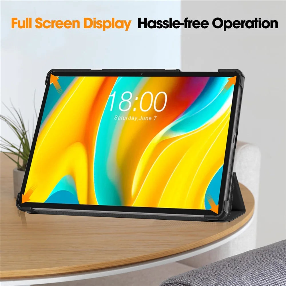 Smart Case for Teclast T50 Pro , PU Leather Shockproof Tri-fold Stand Tablet Cover - Black - 6