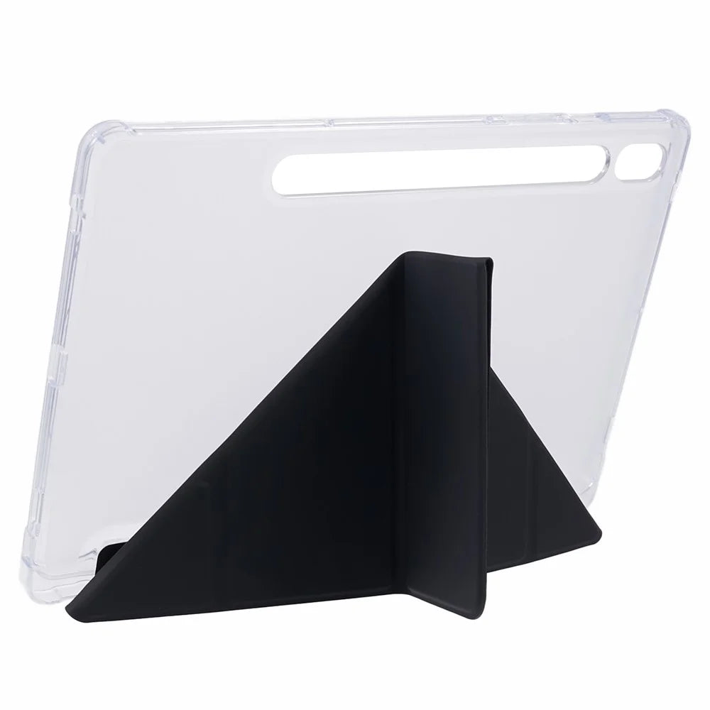 For Samsung Galaxy Tab S9 PU+Acrylic+TPU Case Origami Tri-fold Stand Tablet Cover Auto Wake  /  Sleep Shockproof Case - Black - 6