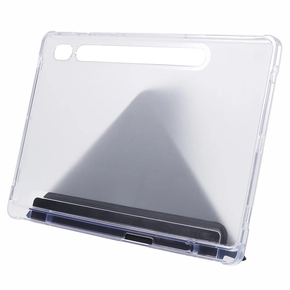 For Samsung Galaxy Tab S9 PU+Acrylic+TPU Case Origami Tri-fold Stand Tablet Cover Auto Wake  /  Sleep Shockproof Case - Black - 7