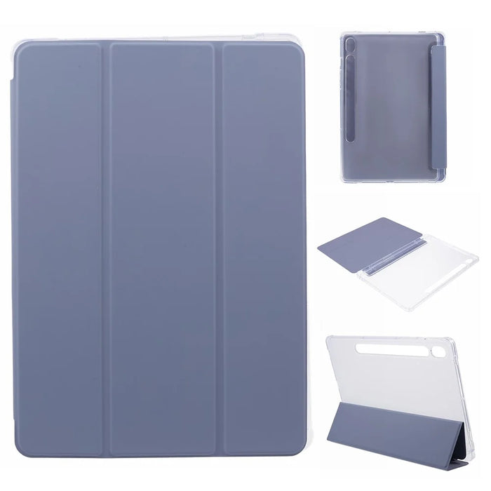 For Samsung Galaxy Tab S9 Shockproof Case Tri-fold PU+Acrylic+TPU Tablet Cover Support Auto Wake / Sleep - Purple - 1