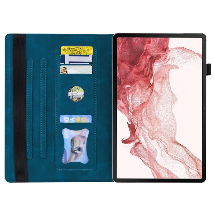 For Samsung Galaxy Tab S9 PU Leather Wallet Cover Shockproof Tablet Case with Stand - Blue - 2