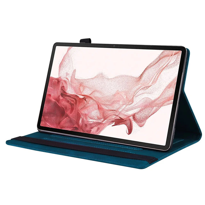 For Samsung Galaxy Tab S9 PU Leather Wallet Cover Shockproof Tablet Case with Stand - Blue - 3