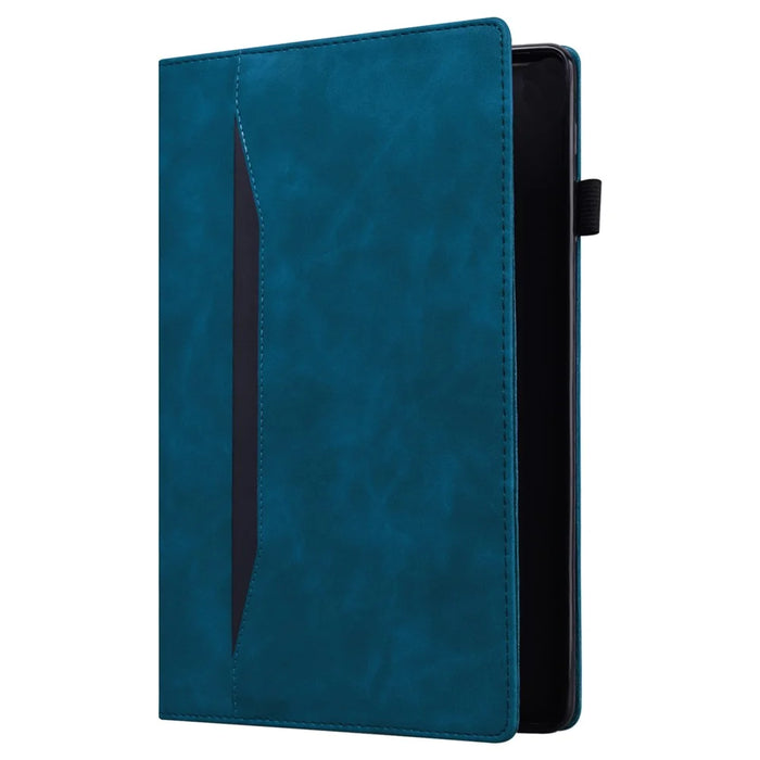 For Samsung Galaxy Tab S9 PU Leather Wallet Cover Shockproof Tablet Case with Stand - Blue - 7