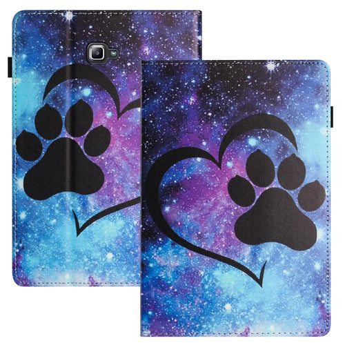 For Samsung Galaxy Tab A 10.1 (2016) T580 / T585 PU Leather Tablet Case Stand Shockproof Pattern Printing Cover - Love Footprint - 1