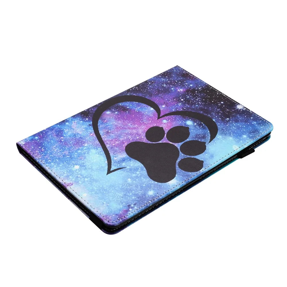 For Samsung Galaxy Tab A 10.1 (2016) T580 / T585 PU Leather Tablet Case Stand Shockproof Pattern Printing Cover - Love Footprint - 5